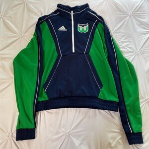 adidas Navy & White Zip Pullover Jacket